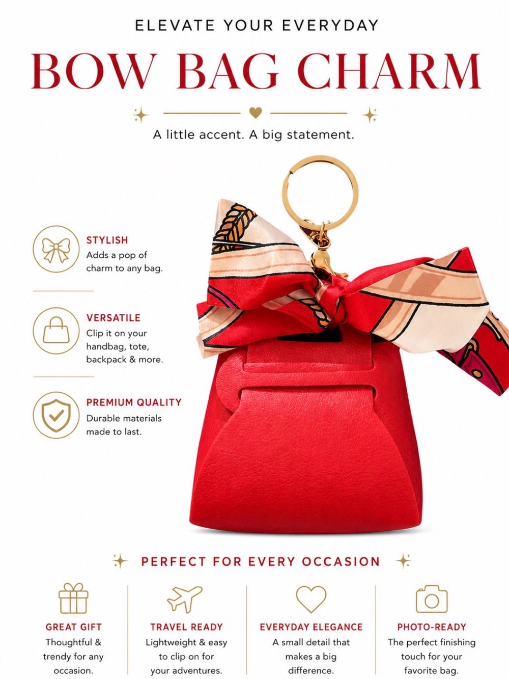 CHIC MINI HANDBAG WITH RIBBON KEYCHAIN BAG CHARM